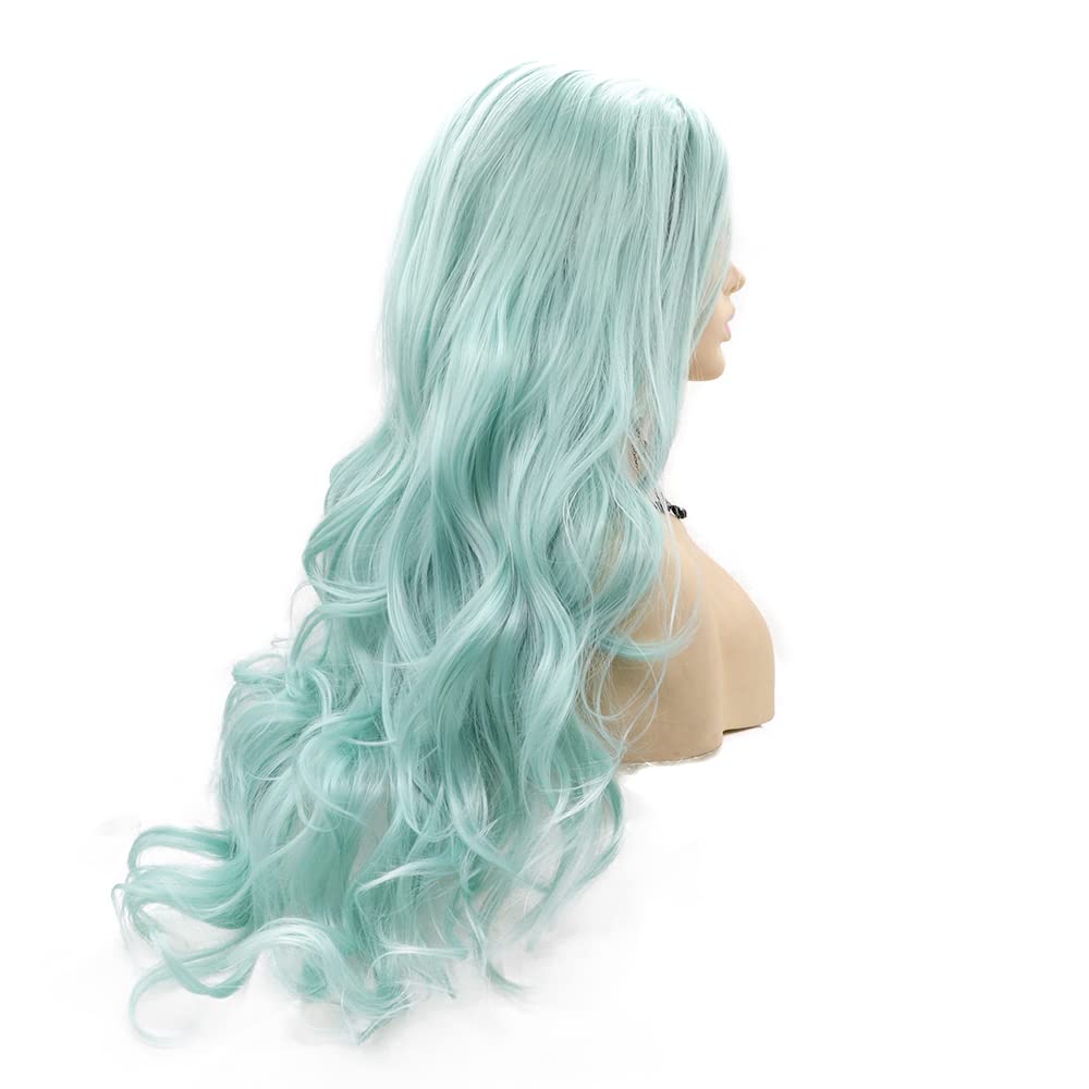 AFBeauty Mint Green Lace Front Wig Long Loose wavy Green Middle Part Wig Synthetic Natural Hairline Wig Heat Resistant Soft Wigs for Women Cosplay Party - Image 4