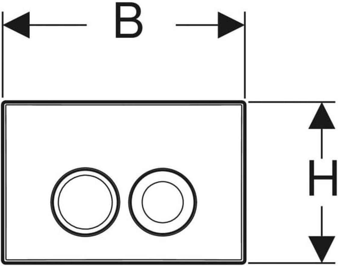Diagram showing width (B) and height (H) dimensions of the flush plate
