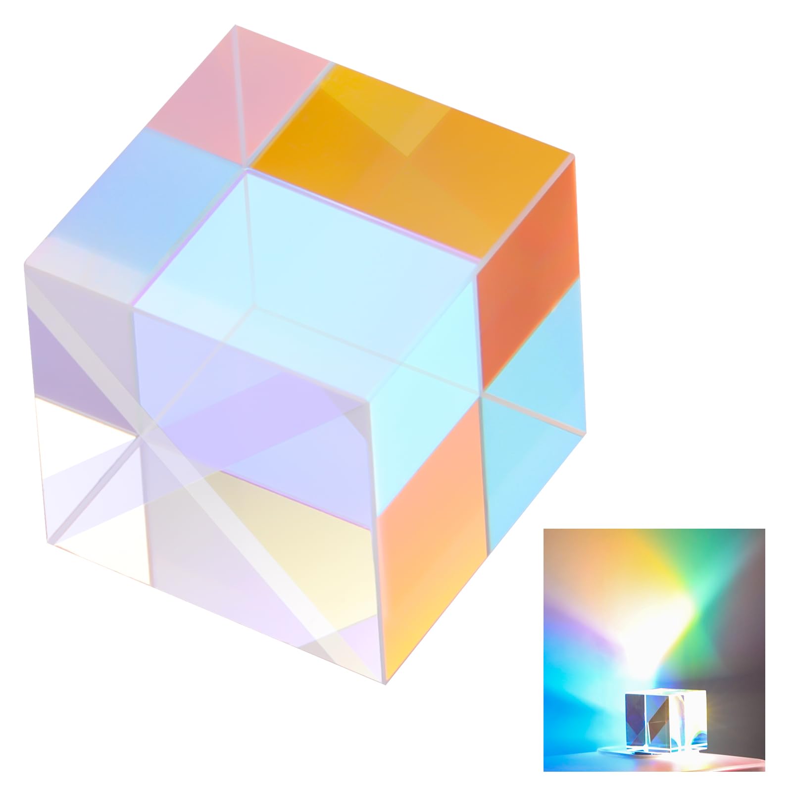 Boule Prisme Cristal 60 Mm K9 + Filetage 1/4" – Effet Arc-en-Ciel Photographie & Vlog – Support Bureau Inclus