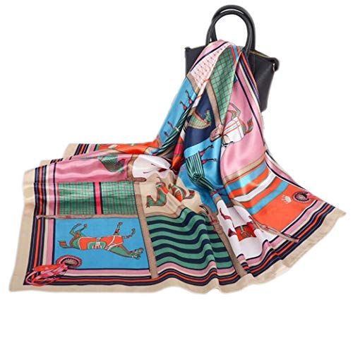 Your Smile Silk Feeling Scarf Women'S Fashion Pattern Classic Checker Large Square Satin Headscarf  thumb #1