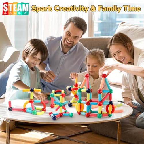 Paaxido 64PCS Magnetic Building Blocks - Montessori Sensory Toys with Stronger Magnets, STEM Learning Toys for Kids, Creative Construction DIY Kit Gift for Boys & Girls - Image 3