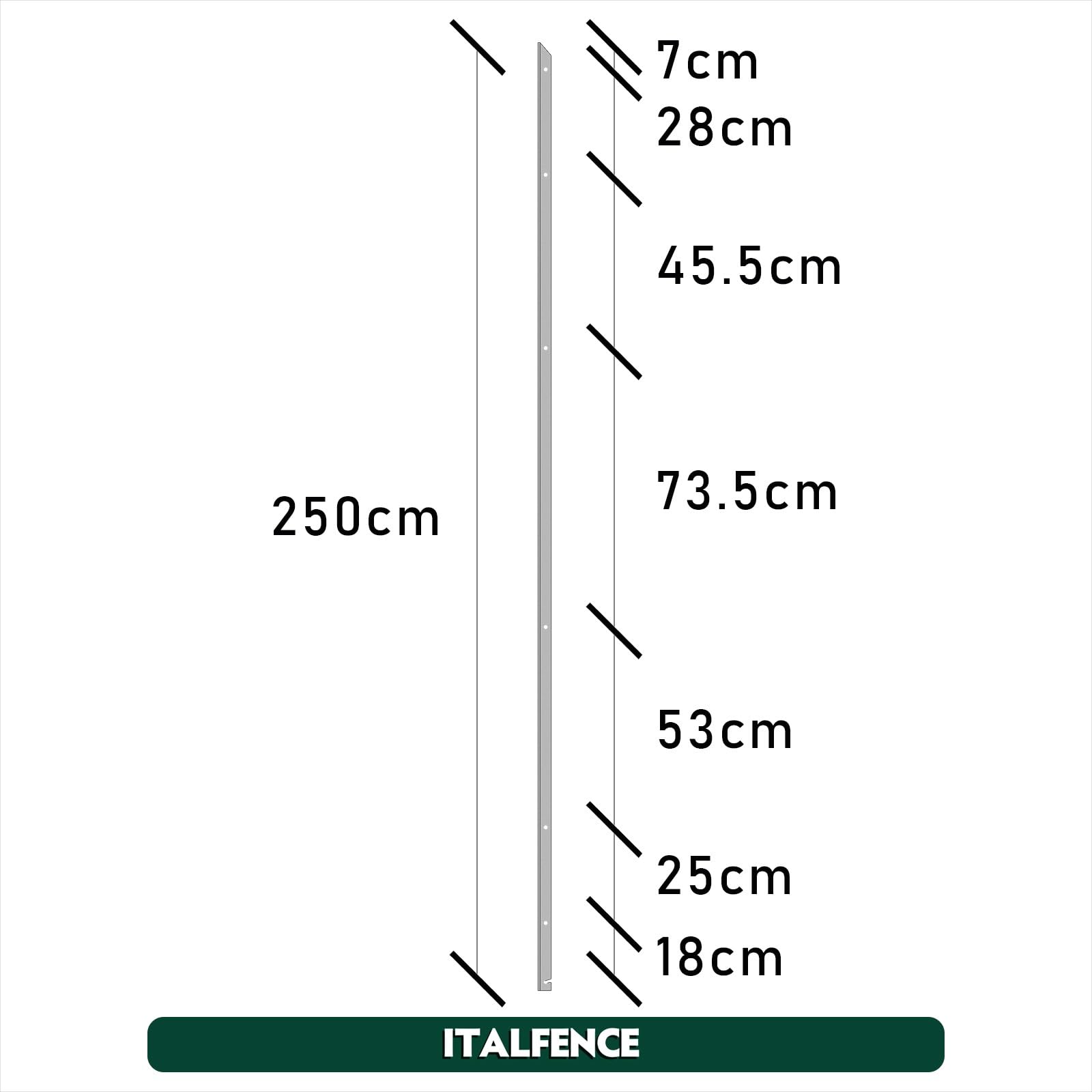 Palo a T H250cm 30x30x3mm in ferro zincato per recinzione [10 pezzi]