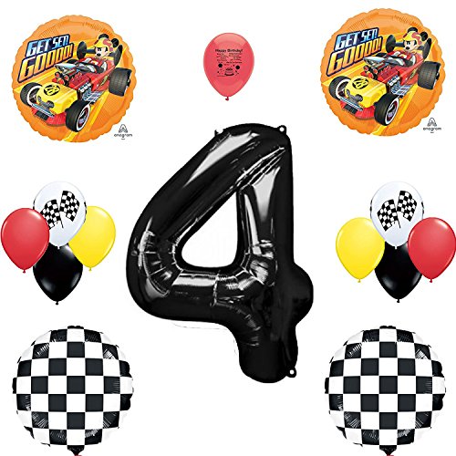 Combined Brands Mickey Mouse Roadster Racer Party Supplies 4th Birthday Party Balloon Set