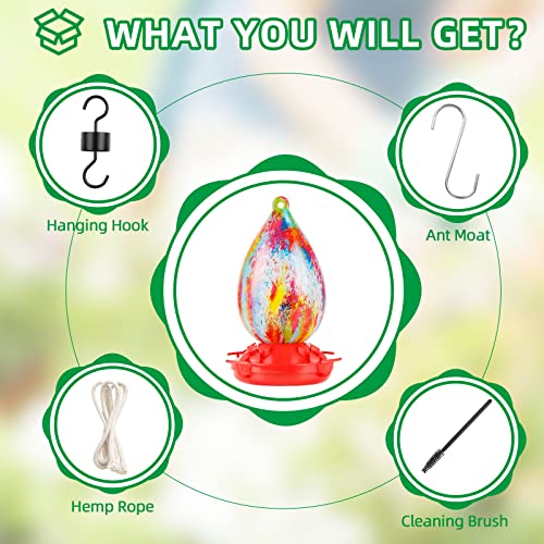 Wosnows Hummingbird Feeder For Outdoors, 26 Ounces Colorful Polymer Plastic Leakproof Hummingbird Feeders For Outside Garden Patio Hanging… #TOP6