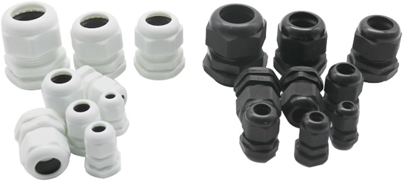 Waterproof Cable Gland 10pcs Cable Entry IP68 PG7 for 3-6.5mm PG9 PG11 PG13.5 PG16 PG19/21/ White Black Nylon Plastic Connector (Color : PG11 White)