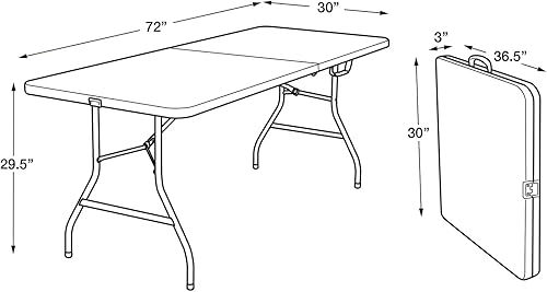 Miniatura 2 de Sthnetty Mesa plegable de 6 pies, mesa plegable de plástico de 6 pies para exteriores e interiores, mesa larga portátil de fiesta, mesa de camping