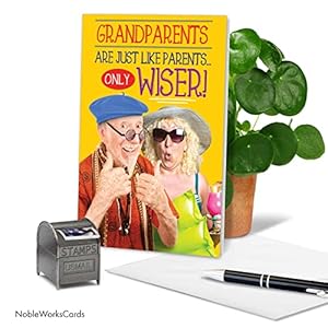 Nobleworks funny grandparents day paper card with 5 x 7 inch with envelope 1 card grandparents are like parents c7628grg  urban country home decor