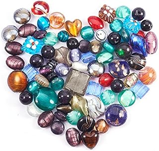 PandaHall 500g Handmade Lampwork Glass Beads, Sea Glass Beads Summer Assorted Beads for Jewellery Making, Garden Art Craft Projects, Beaded Curtain, Mixed Color and Shape