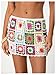 MakeMeChic Women's Crochet Skirts Tie Front Summer Beach Cover Up Floral Mini Skirt Multicolor Small