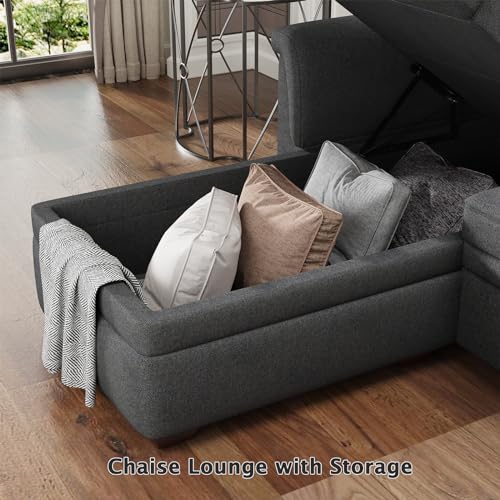 image for LOVMOR Sectional Sofa 84inch L Shaped Sleeper of Convertible Lounge Pu