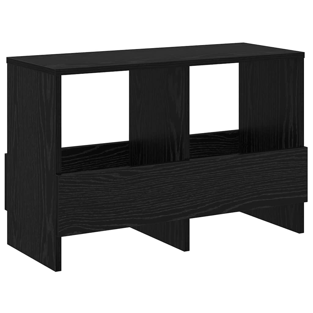 Générique Stojak na czasopisma z drewna konstrukcyjnego, regał na czasopisma, czarny dąb 68,5 x 30 x 45 cm, minimalistyczny mebel do salonu z siedziskiem, do przechowywania czasopism i dekoracji
