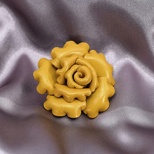 Image of AeraVida Enchanted Genuine Leather Rose Blossom Brooch Pin & Hair Clip | Floral Handmade Accessory for Women | Colorful Pink, Yellow, or Orange Flower Pin for Hair, Dress, or Lapel