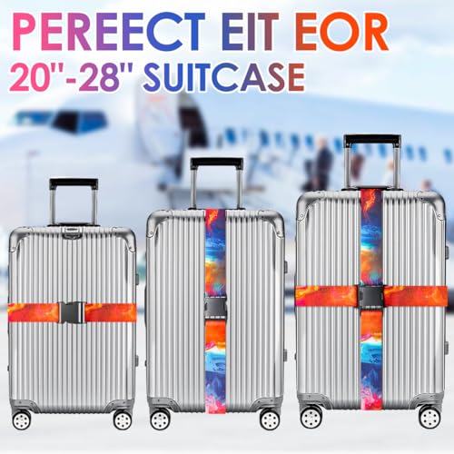 Image of Gutsdoor Luggage Straps for Suitcases Adjustable Travel Belt, Connector Holds Suitcase Bright Colorful Identifiers Travel Bag Accessories (Sun Orange)