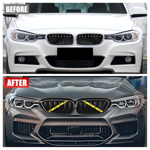 Image of V Brace Wrap Covers Compatible with BMW Grille Inserts StripesWrap | Yellow Grill Inserts Compatible with BMW F30 G30 F20 F22 F32 G32 G11 G12 M5 F90 For 1 2 3 4 5 6 7 Series Accessories