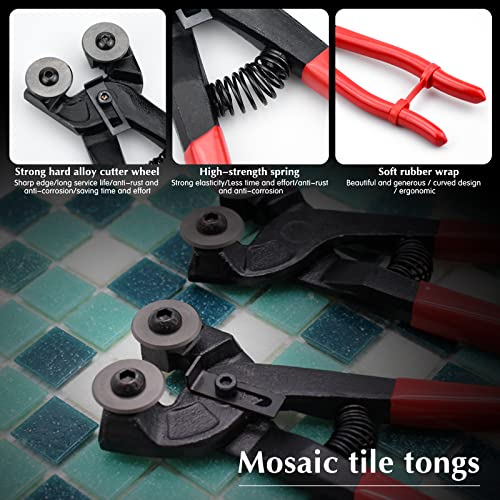 Nerissa Mosaic Tool Plier Tile Nippers Carbide Tile Snippers Wheeled Glass Ceramic Tile Cutting Pliers Professional 8 Tile Cutter with Two Alloy Cutter Wheel for Trim Work on Flooring Walls - Image 3