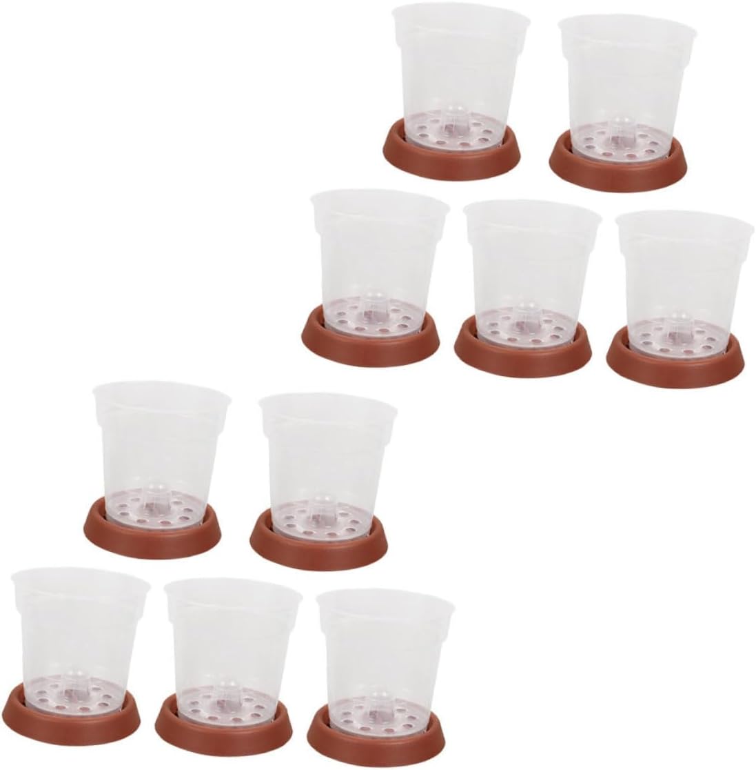 SUPVOX 10Pcs Transparent Plant Nursery Pots with Saucers Durable Gardening Containers for for Balcony and Garden Use Control
