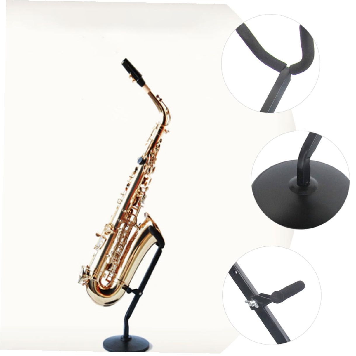 Abaodam Supporto per Sassofono Pratico, Pieghevole e Antiscivolo in Ferro e Spugna, per Sax, Portatile per Prove e Concerti