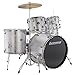 Ludwig Accent Drive Series LC175 Complete Drum Package with Cymbals, Hardware, Drum Throne, Chain-drive Pedal and Sticks (Silver Foil)