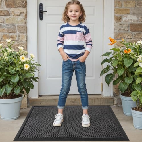 Miniatura 9 de Dexi Felpudo Entrada Casa 60 X 90 Cm, Alfombra Antideslizante, Atrapa Suciedad Y Barro, Fácil De Limpiar, Impermeable Alfombrillas Para Puerta De Interior Y Exterior, Balcón, Jardín, Gris Oscuro