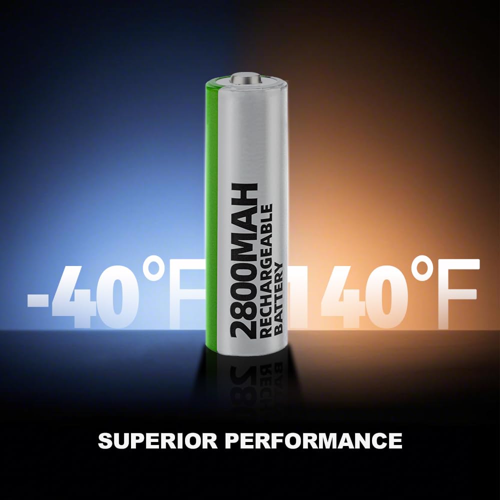 Granicell Piles rechargeables AA 2800 mAh haute capacité 1300 cycles, pile AA 1,2V NiMH à faible autodécharge, lot de 12