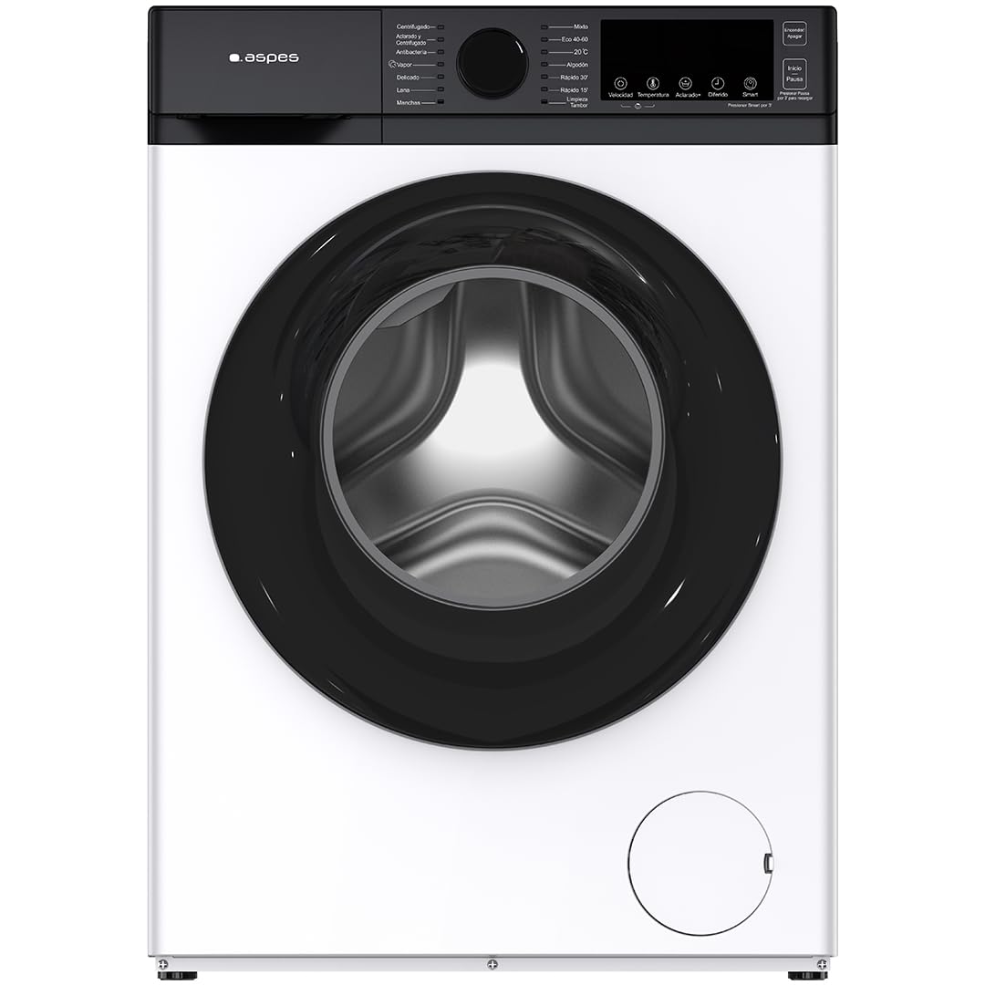 Aspes Lavadora 6Kg Carga Frontal Blanco AL6203AIDV. 1600W, 1200rpm, Motor Inverter, 11 Programas, Función Stop&Go, Tambor Diamante, Clase de Eficiencia Energética A