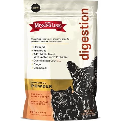 The Missing Link Digestion Superfood Supplement Powder for Dogs & Cats - Fiber, 7-Probiotic Blend + Chicory Root Prebiotic, Ginger, Chamomile - Supports Daily Digestive & Bowel Health - 1lb Cover