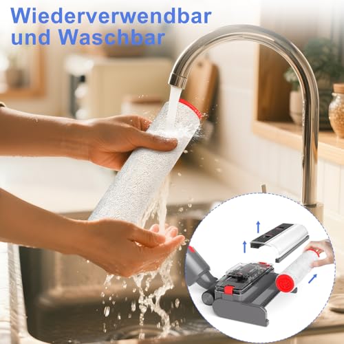 Traumheim 2-IN-1 Bürste Wischaufsatz kompatibel für Dyson V7/V8/V10/V11/V15 Staubsauger, Elektrischer Bodenwischer mit Sauberem und Schmutzigem Wassertank, Gleichzeitig Saugen und Wischen