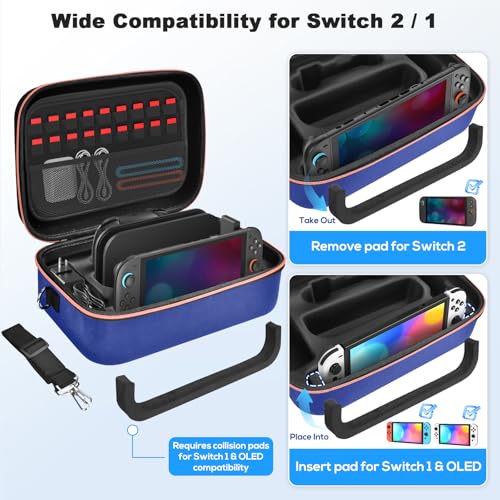 Image of Gorixer Switch 2 Case for Nintendo Switch 2(2025) or 1 and OLED Models(2021),Stores 18 Game Cards for Nintendo 3DS & 2DS Games (Blue)