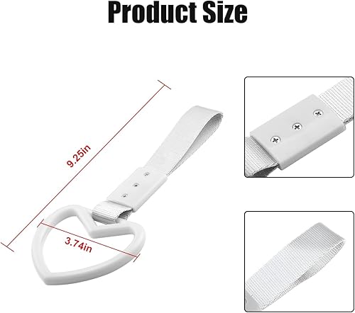 Miniatura 2 de Fekey&JF 2 anillos Tsurikawa en forma de corazón, correa de mano para parachoques trasero, asa de corazón Janpanese para SUV, metro, autobús,