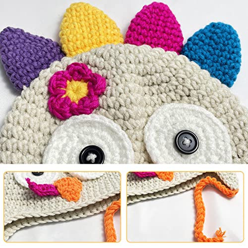 Thanksgiving Baby Turkey Hat Toddler Beanie Knitted Cap Hat Cute Cartoon Animal Winter Photography Props Off White3