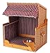 Produktbild Mr. Deko Hundestrandkorb PE beige Dessin rot gestreift inklusive Schutzhaube für Garten, Terrassen, Wohnzimmer, Strandkörbe, Hundekorb, Körbchen, Strandkorb, Hund, Katze, Hundebett, Napf, Hundehütte