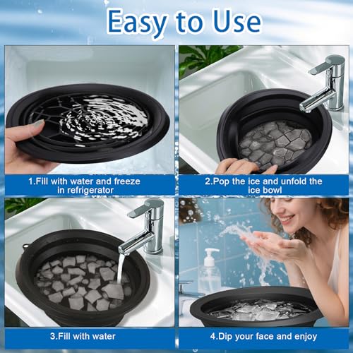Image of anchara Face Bowl with Ice Tray, BPA-Free, Modern Black Round Basin, Dishwasher Safe - Ideal for Face Bath, Skin Soaking & Daily Cleansing
