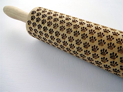 Miniatura 2 de PAW Embossing Rolling Pin Dogie Paw Pattern Laser Engraved with Cat's Paw for Embossed Cookies by AlgisCrafts
