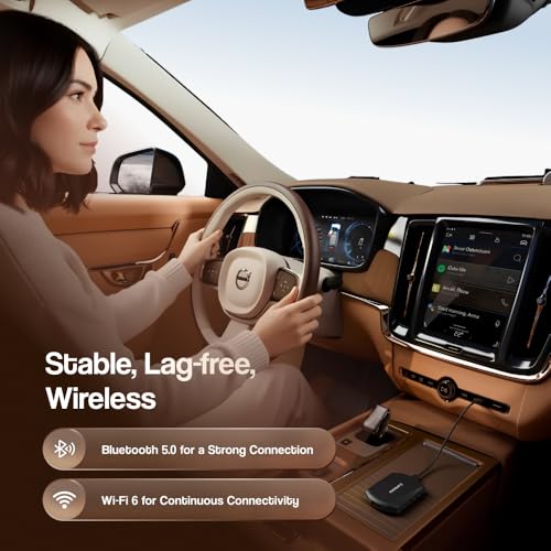 Image of Ambrane 2 in 1 Wireless CarPlay & Android Auto Adapter|Convert Wired to Wire-Less CarPlay /Android-Auto | Plug & Play USB Dongle|Bluetooth 5.4 + Dual-Band Wi-Fi | Works with iPhone & Smartphone, Black
