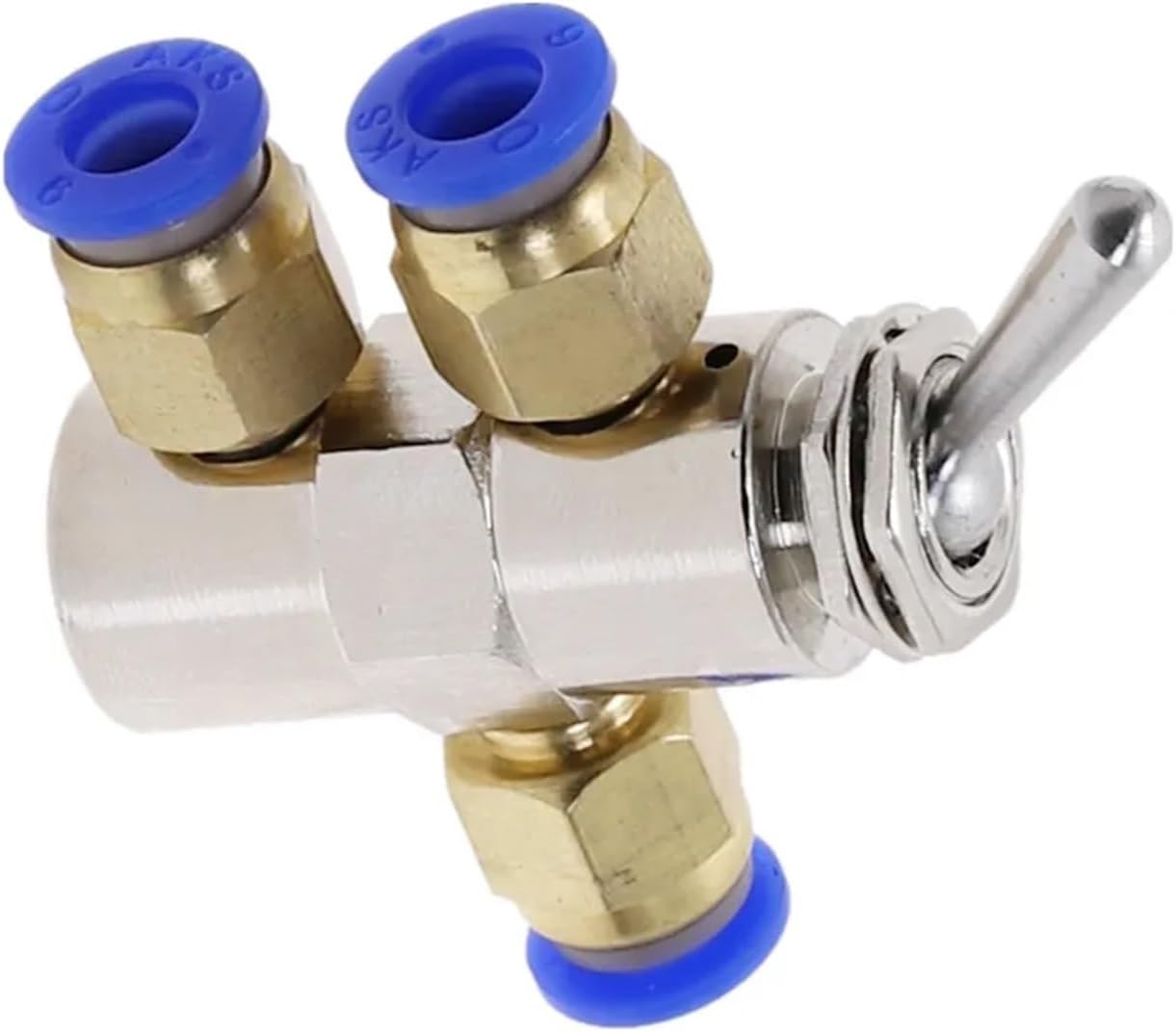 TAC2-4V Exhaust valve 2 Position 5 Way Toggles Cylindrical Mechanical Air Pneumatic Valve switch w Fiittings(With 6mm Fitting)