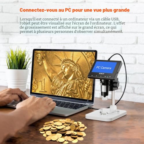 Microscope numérique LCD pour monnaies Elikliv EDM4 loupe éclairage 8 LED