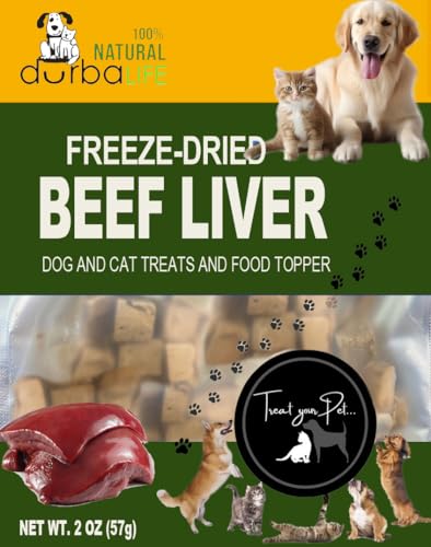 Freeze Dried Single Source Beef Liver Cubes Dog & Cat Treats Food Topper - Raw Bits Training Treasure, Possess Strong Aroma & Flavor Encourage Picky Eaters, High-Protein Recipe (2.0 oz, Beef Liver)