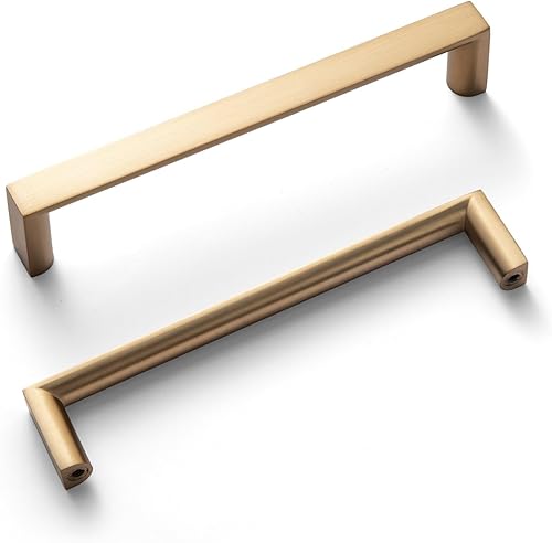 Miniatura 7 de Goo-Ki Tiradores de gabinete modernos de latón cepillado de 5 pulgadas, manijas de gabinete doradas para tocador, armario y armario, manijas de