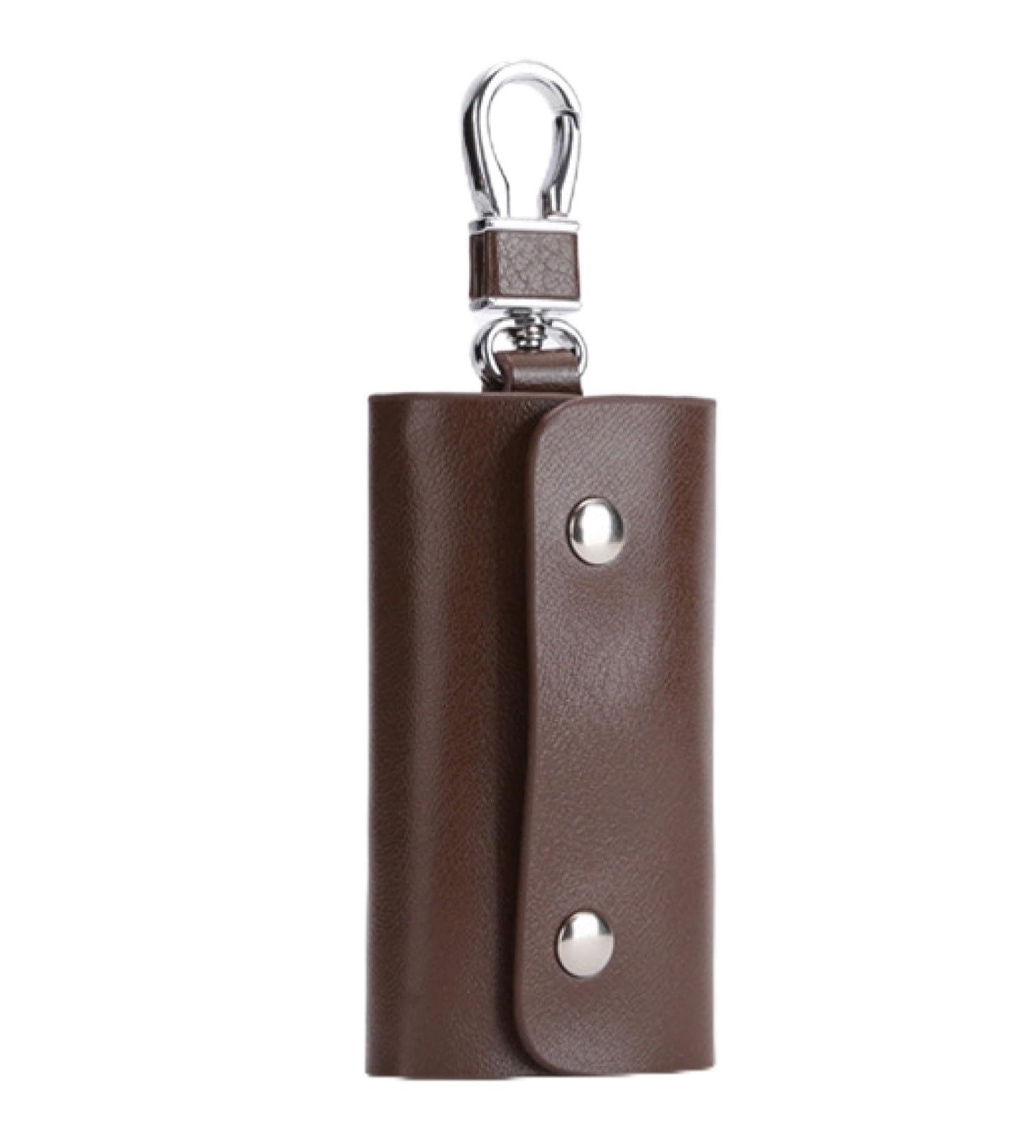 LTLSZRN Estuches de llave,Portallaves de Piel, Portallaves de cuero,cierre con cremallera y seis ganchos para llaves, Pochette Porte-clé en Cuir