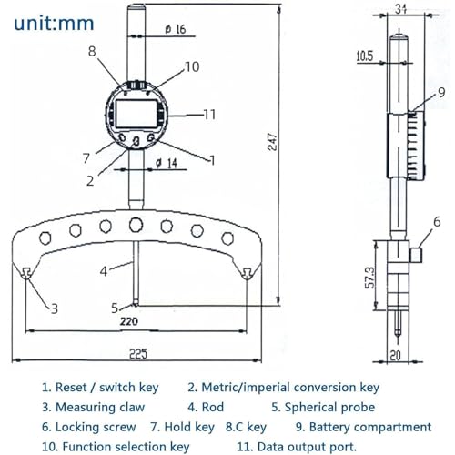 Hochpräzise Digitale Radiuslehre – Elektronisches Messgerät für Radien von 450 mm bis 2500 mm, ideal für genaue Radiusmessungen im Maschinenbau und Handwerk