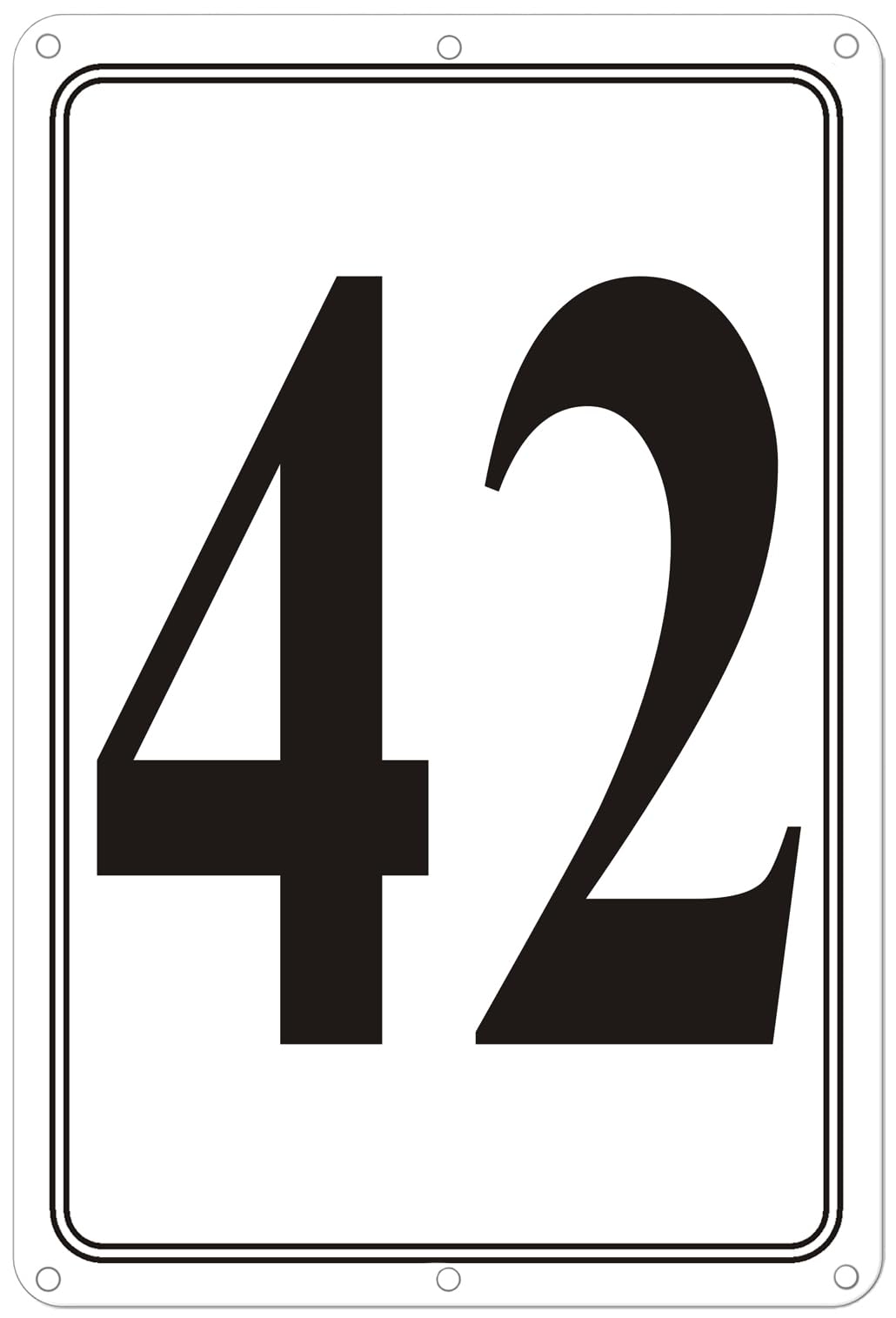 Premium Aluminum Number Signs 42, Metal 12" X 8" Numbered Signs Outdoor for Parking Lots, Floor, Dock, Court, Aisle, Field, High Visibility, No Fade, Weather-resistant