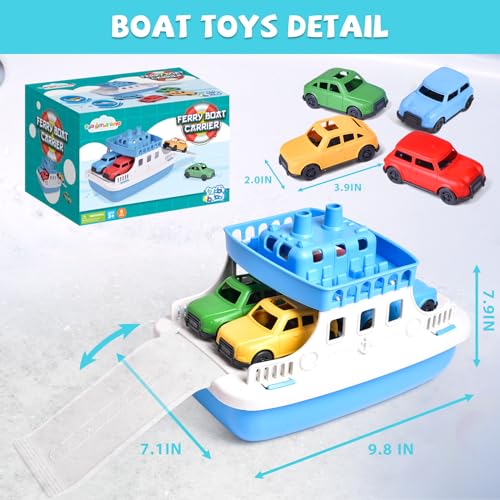 Fun Little Toys F-632 Toy Boat Bath Toys For Toddlers With 4 Mini Car Toys thumb #4