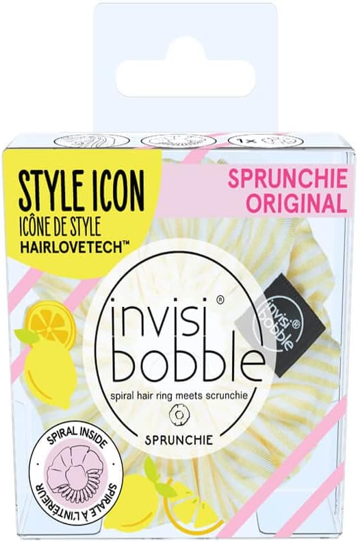 Fruit Fiesta #Gntm Hair Scrunchie Yellow White Striped For Girls And Women I Scrunchies Pastel Colours I Designed In The Heart Of Munich
