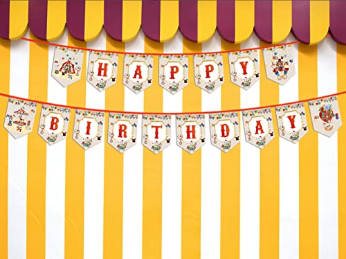 Circus Theme Birthday Banner Carnival Party Supplies, Carnival Birthday Party Indoor Outdoor Decorations, Carnival Bday Banner For Kids Adults, Carnival Photo Props For Baby Shower, Fabric Bday Banner #TOP5