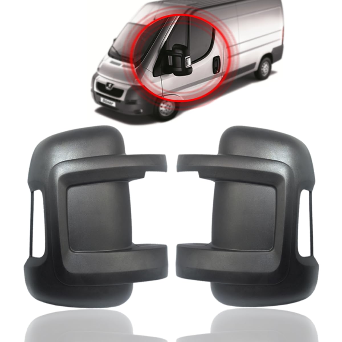 Lot de 2 coques de rétroviseur extérieur compatibles avec Peugeot Boxer, Fiat Ducato, Citroën Jumper à partir de 2006, Opel Movano à partir de 2021, coques de rétroviseur de remplacement