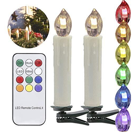 Preisvergleich Produktbild 20 Set LED Kerzen Warmweiß Baumkerzen Weihnachtskerzen mit Infrarot Fernbedienung, Timerfunktion, Classic beige, Kerzenlichter Flammenlose