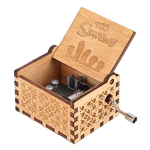 Hztyyier Caja de música de Madera Manivela Tallada Caja de música de Mecanismo Vintage para Regalos de decoración del hogar para cumpleaños Christma(Los Simpsons)