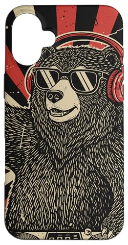 DJ Bear �^�[���e�[�u�� �w�b�h�t�H�� ���g�� ���y���D�� �X�}�z�P�[�X iPhone 16 Plus �p