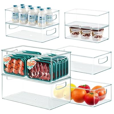 8 PACK Freezer Organizer Bins Clear Stackable Storage Bins with Side Handles for Fridge Organization and Storage Home Organization Must Haves