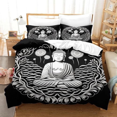 Housse de couette Bouddha microfibre anti-plis avec fermeture éclair pratique - 3